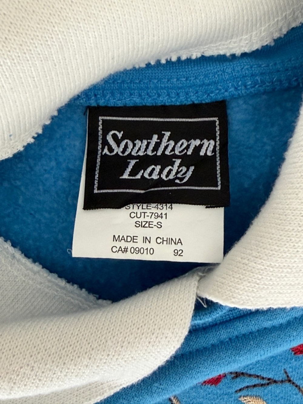 Southern Lady Vintage 90s Blue Embroidered Deer Sweatshirt Collared Women’s S - Picture 9 of 9